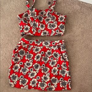 Forever 21 Red Floral Two-Piece Set